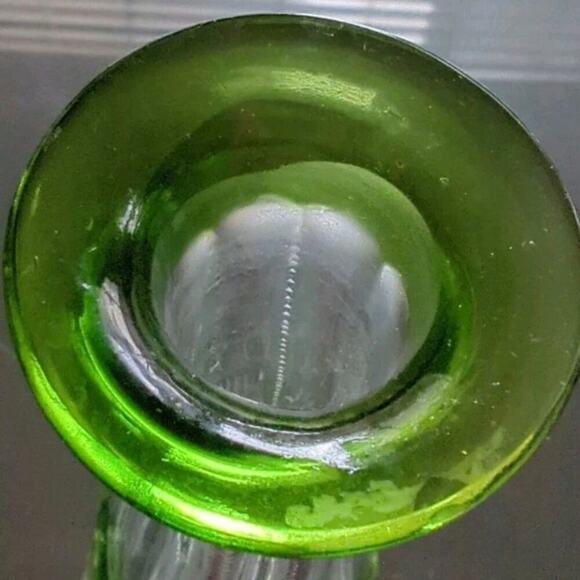 Val St Lambert Numbered Glass Double Etched Carafe Decanter Lime Green Vintage - Picture 7 of 9